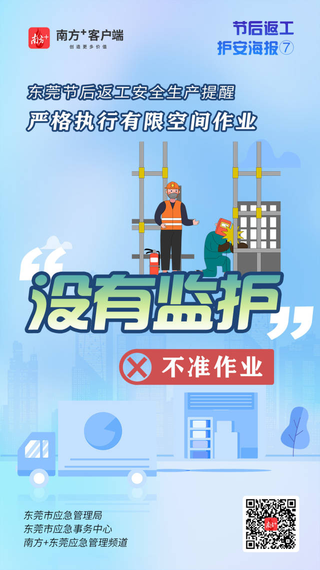 （應(yīng)急）安全生產(chǎn)護(hù)航海報⑦@東莞有限空間企業(yè)，嚴(yán)格執(zhí)行作業(yè)“七個不準(zhǔn)”  南方+ 何建文 制圖
