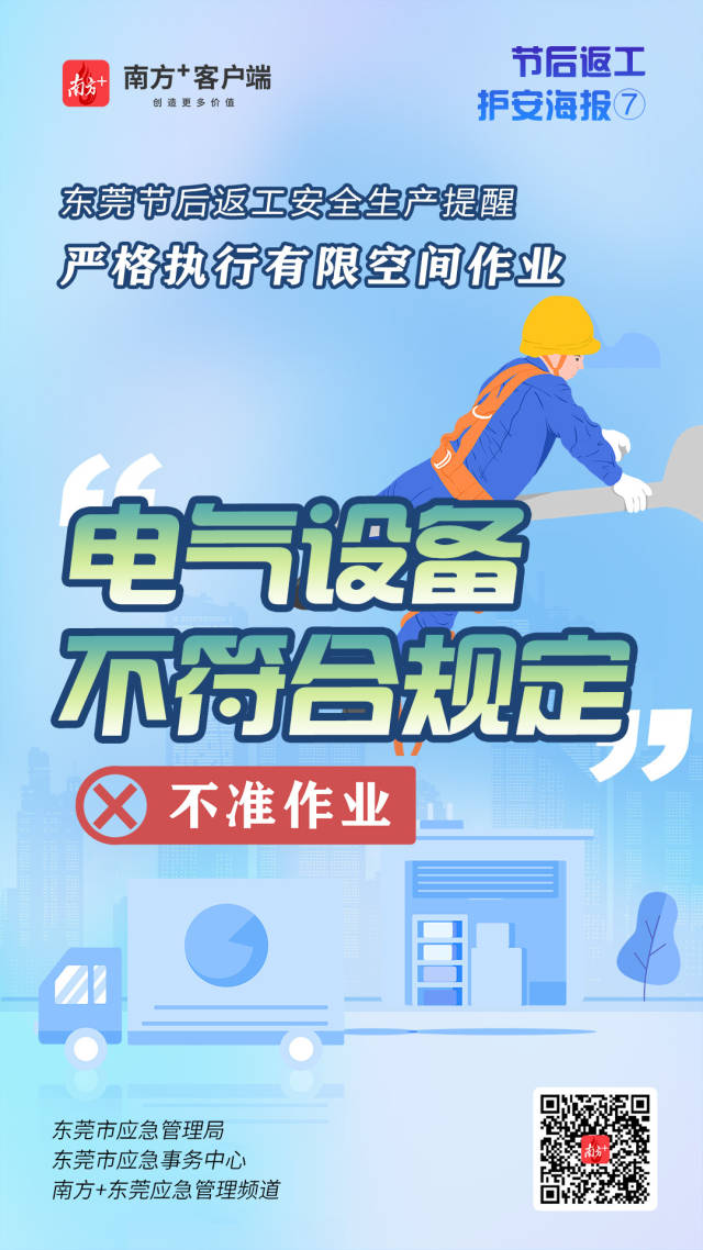 （應(yīng)急）安全生產(chǎn)護(hù)航海報⑦@東莞有限空間企業(yè)，嚴(yán)格執(zhí)行作業(yè)“七個不準(zhǔn)”  南方+ 何建文 制圖