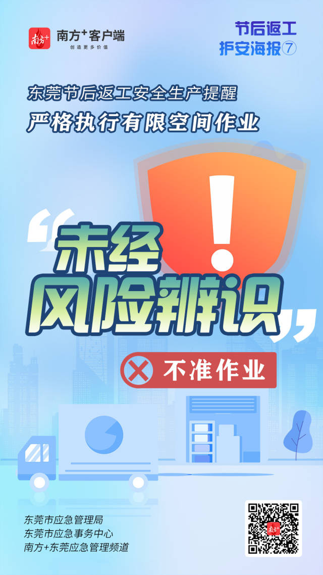 （應(yīng)急）安全生產(chǎn)護(hù)航海報⑦@東莞有限空間企業(yè)，嚴(yán)格執(zhí)行作業(yè)“七個不準(zhǔn)”  南方+ 何建文 制圖