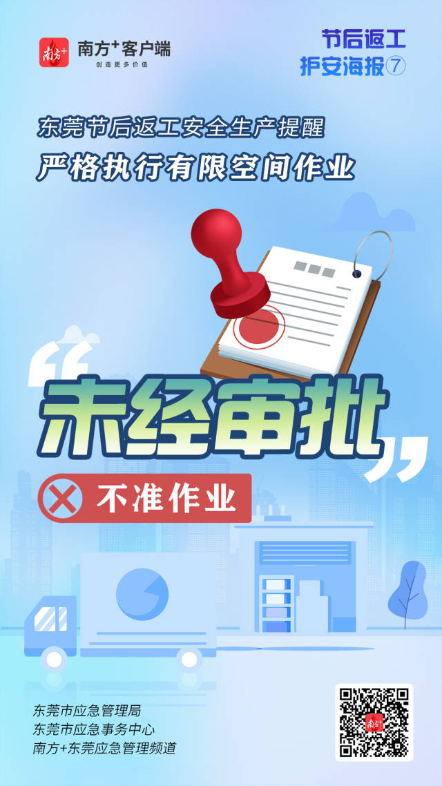 （應(yīng)急）安全生產(chǎn)護(hù)航海報⑦@東莞有限空間企業(yè)，嚴(yán)格執(zhí)行作業(yè)“七個不準(zhǔn)”  南方+ 何建文 制圖