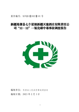 新疆天塞酒莊有限責任公司“12·12”一氧化碳中毒事故調(diào)查報告