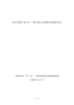 塔村景區(qū)“8·17”一般其他傷害事故調(diào)查調(diào)查報告