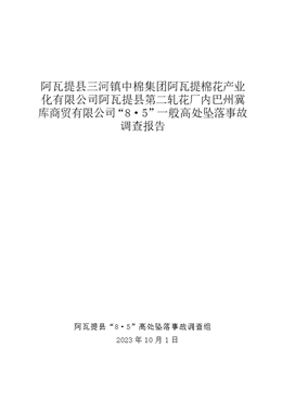 阿瓦提縣“8·5”事故調(diào)查報告