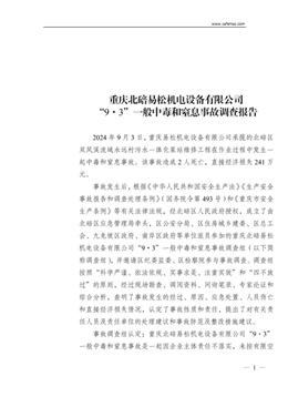 重慶北碚易松機(jī)電設(shè)備有限公司“9·3”一般中毒和窒息事故調(diào)查報(bào)告