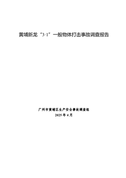 黃埔新龍“3·1”一般物體打擊事故調(diào)查報告